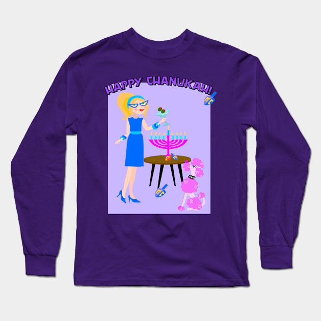 Happy Martini Chanukah! Long Sleeve T-Shirt by Lynndarakos